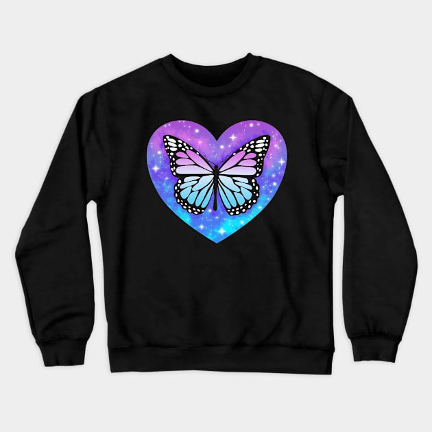 Heart Sky Stars Butterfly art Crewneck Sweatshirt by PnJ